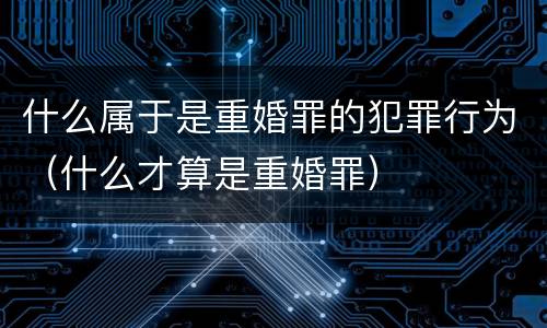 什么属于是重婚罪的犯罪行为（什么才算是重婚罪）