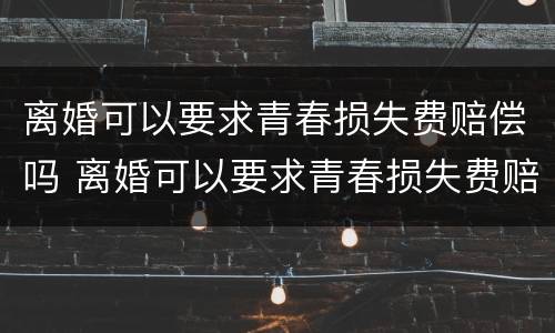 离婚可以要求青春损失费赔偿吗 离婚可以要求青春损失费赔偿吗