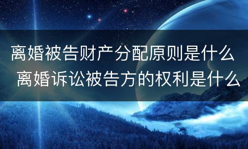 离婚被告财产分配原则是什么 离婚诉讼被告方的权利是什么