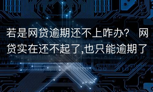 若是网贷逾期还不上咋办？ 网贷实在还不起了,也只能逾期了