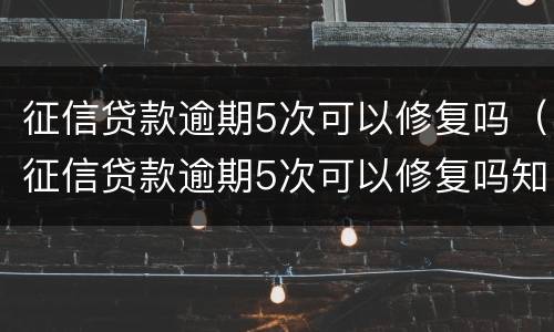征信贷款逾期5次可以修复吗（征信贷款逾期5次可以修复吗知乎）