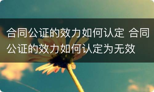 合同公证的效力如何认定 合同公证的效力如何认定为无效