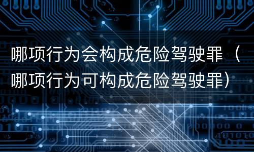 哪项行为会构成危险驾驶罪（哪项行为可构成危险驾驶罪）