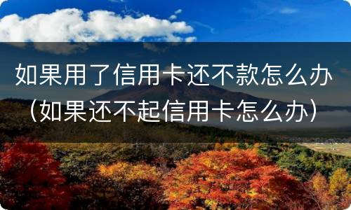 如果用了信用卡还不款怎么办（如果还不起信用卡怎么办）