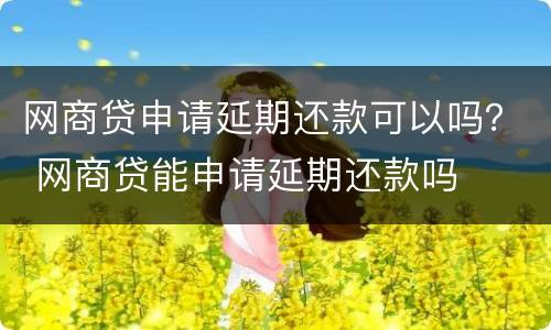 网商贷申请延期还款可以吗？ 网商贷能申请延期还款吗