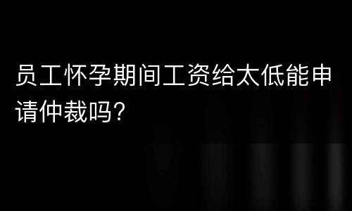 员工怀孕期间工资给太低能申请仲裁吗?
