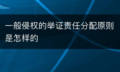 一般侵权的举证责任分配原则是怎样的