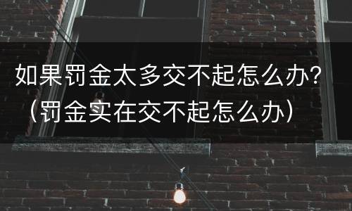 如果罚金太多交不起怎么办？（罚金实在交不起怎么办）