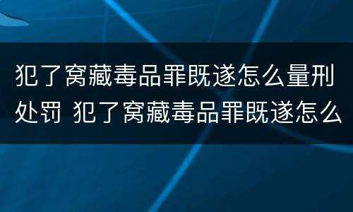 犯了窝藏毒品罪既遂怎么量刑处罚 犯了窝藏毒品罪既遂怎么量刑处罚依据