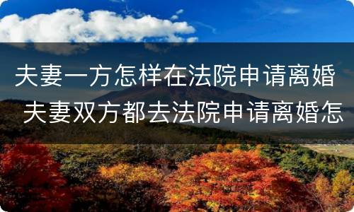夫妻一方怎样在法院申请离婚 夫妻双方都去法院申请离婚怎么办