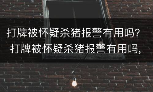 打牌被怀疑杀猪报警有用吗？ 打牌被怀疑杀猪报警有用吗,证据转帐记录