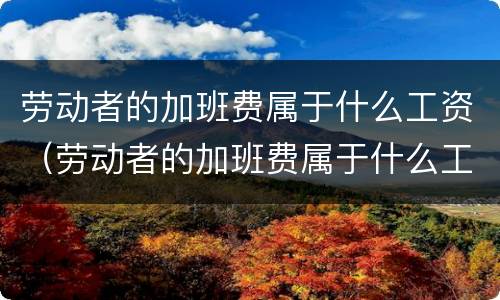 劳动者的加班费属于什么工资（劳动者的加班费属于什么工资类别）