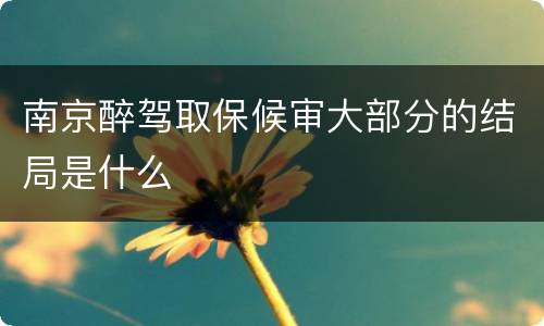 南京醉驾取保候审大部分的结局是什么
