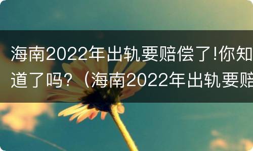 海南2022年出轨要赔偿了!你知道了吗?（海南2022年出轨要赔偿了!你知道了吗）