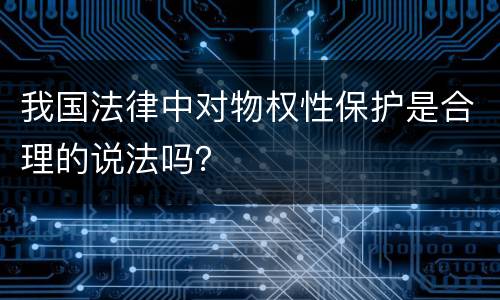 我国法律中对物权性保护是合理的说法吗？