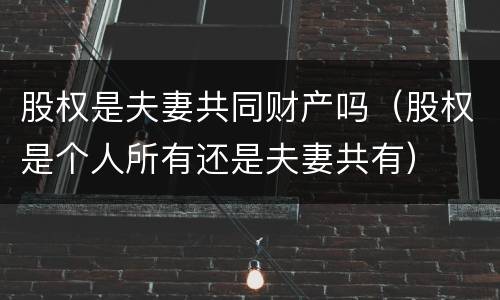 股权是夫妻共同财产吗（股权是个人所有还是夫妻共有）