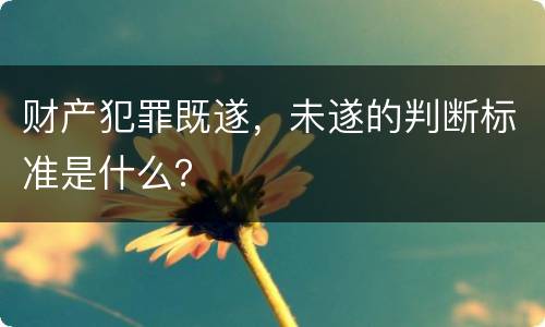 财产犯罪既遂，未遂的判断标准是什么？