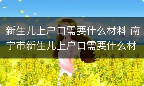 新生儿上户口需要什么材料 南宁市新生儿上户口需要什么材料