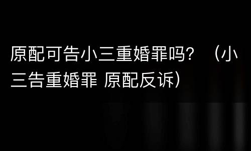 原配可告小三重婚罪吗？（小三告重婚罪 原配反诉）