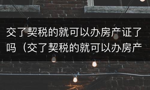 交了契税的就可以办房产证了吗（交了契税的就可以办房产证了吗现在）