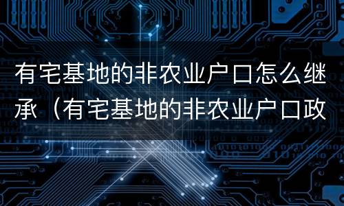 有宅基地的非农业户口怎么继承（有宅基地的非农业户口政策）