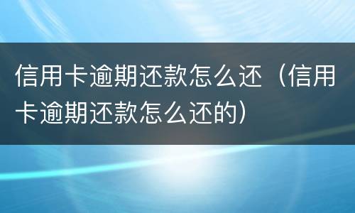 信用卡逾期还款怎么还（信用卡逾期还款怎么还的）