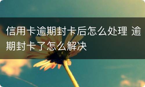 信用卡逾期封卡后怎么处理 逾期封卡了怎么解决