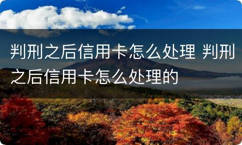 判刑之后信用卡怎么处理 判刑之后信用卡怎么处理的