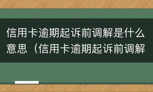 信用卡逾期起诉前调解是什么意思（信用卡逾期起诉前调解是什么意思啊）