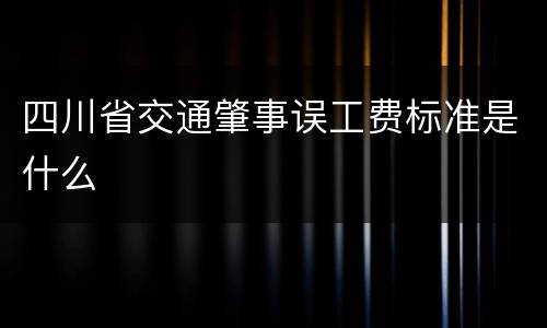 四川省交通肇事误工费标准是什么