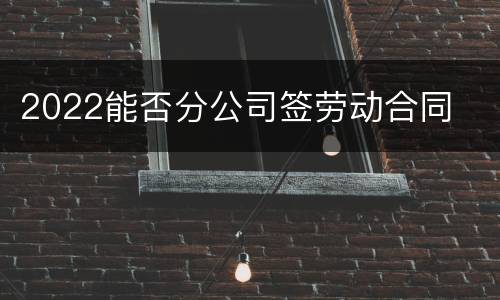 2022能否分公司签劳动合同