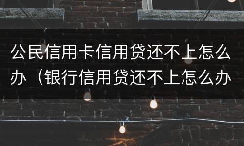 公民信用卡信用贷还不上怎么办（银行信用贷还不上怎么办 经验）