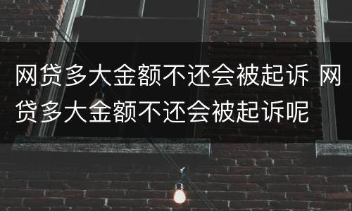 网贷多大金额不还会被起诉 网贷多大金额不还会被起诉呢