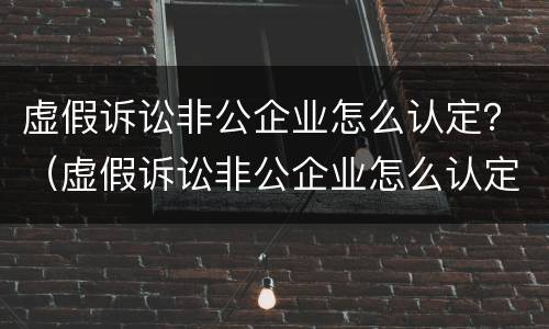 虚假诉讼非公企业怎么认定？（虚假诉讼非公企业怎么认定的）