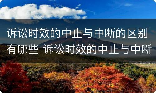 诉讼时效的中止与中断的区别有哪些 诉讼时效的中止与中断有什么区别,举例