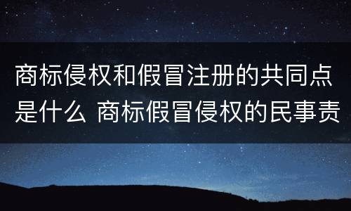 商标侵权和假冒注册的共同点是什么 商标假冒侵权的民事责任