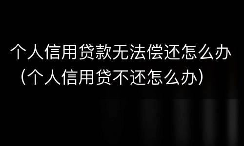个人信用贷款无法偿还怎么办（个人信用贷不还怎么办）
