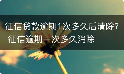 征信贷款逾期1次多久后清除？ 征信逾期一次多久消除