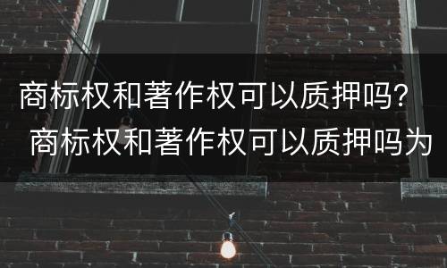商标权和著作权可以质押吗？ 商标权和著作权可以质押吗为什么