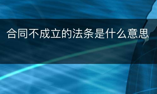 合同不成立的法条是什么意思