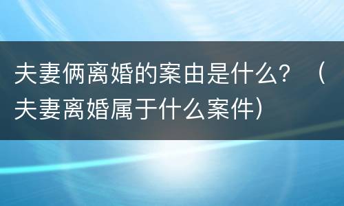 夫妻俩离婚的案由是什么？（夫妻离婚属于什么案件）