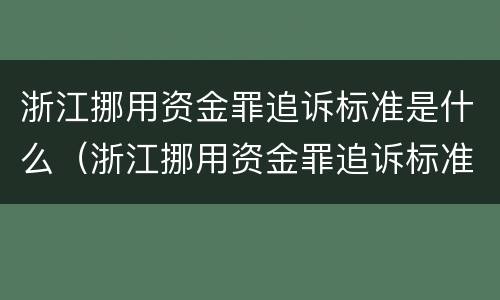 浙江挪用资金罪追诉标准是什么（浙江挪用资金罪追诉标准是什么规定）