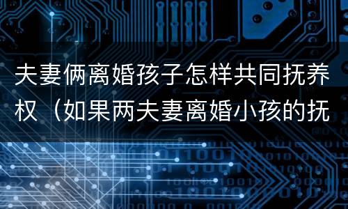夫妻俩离婚孩子怎样共同抚养权（如果两夫妻离婚小孩的抚养权最终归谁）