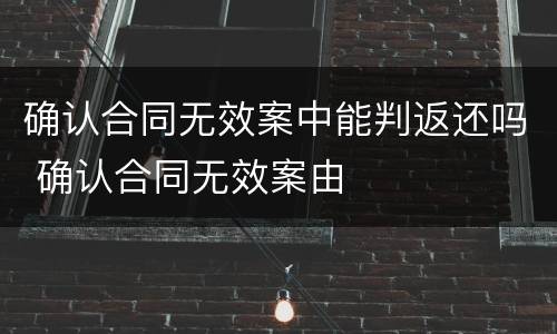 确认合同无效案中能判返还吗 确认合同无效案由