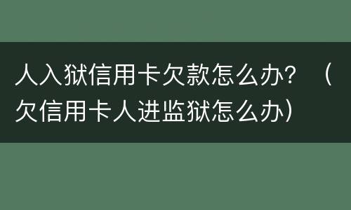 人入狱信用卡欠款怎么办？（欠信用卡人进监狱怎么办）