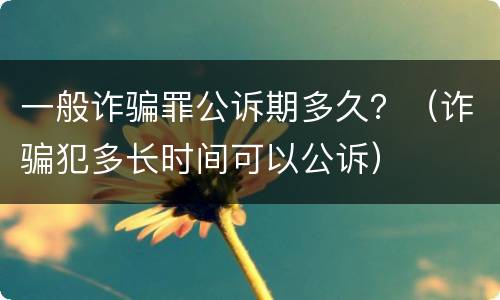 一般诈骗罪公诉期多久？（诈骗犯多长时间可以公诉）