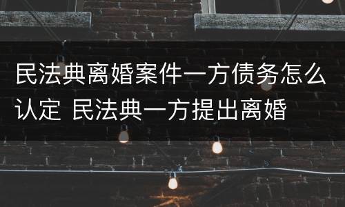 民法典离婚案件一方债务怎么认定 民法典一方提出离婚