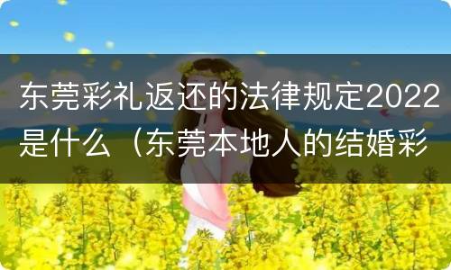 东莞彩礼返还的法律规定2022是什么（东莞本地人的结婚彩礼）