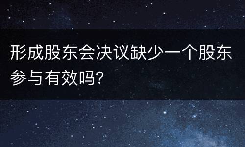 形成股东会决议缺少一个股东参与有效吗？
