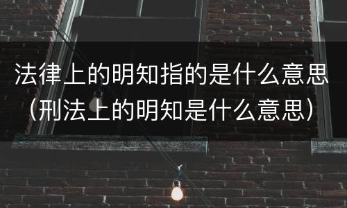 法律上的明知指的是什么意思（刑法上的明知是什么意思）
